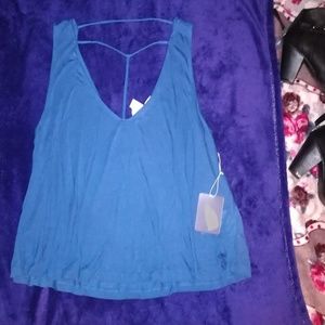 Blue V-neck Tank Top